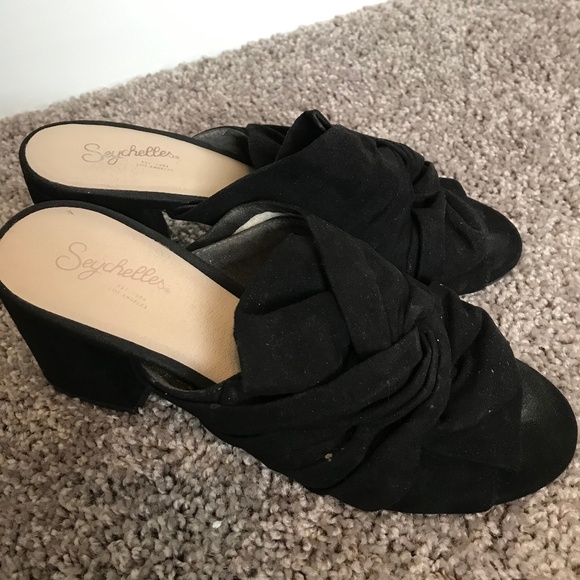Seychelles Shoes - Seychelles Black Suede Heeled Mules